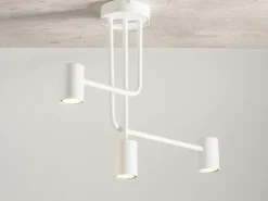 Deckenleuchte Weiß Metall GU10 3-flammig akzentuiert