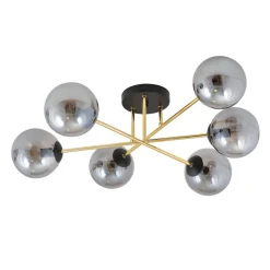 Deckenleuchte Wohnzimmer 75 cm 6x E14 Glas Metall