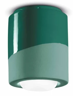 Deckenspot Aufputz Keramik E27 rund Ø 12,5 cm Grün