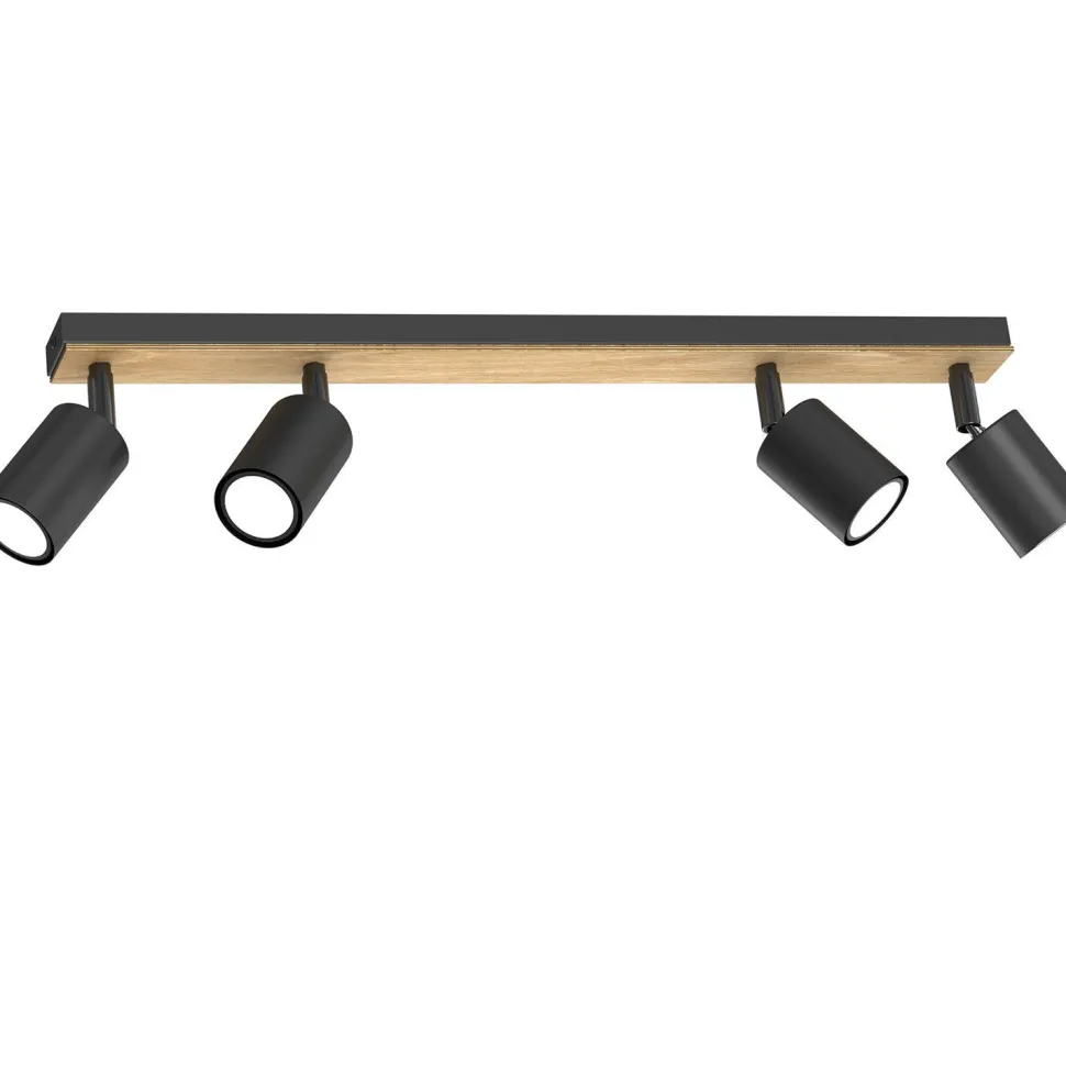 Deckenspot beweglich Holz Metall Schwarz Natur GU10