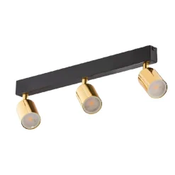 Deckenspot 3-flammig 50 cm lang GU10 Gold Schwarz Metall