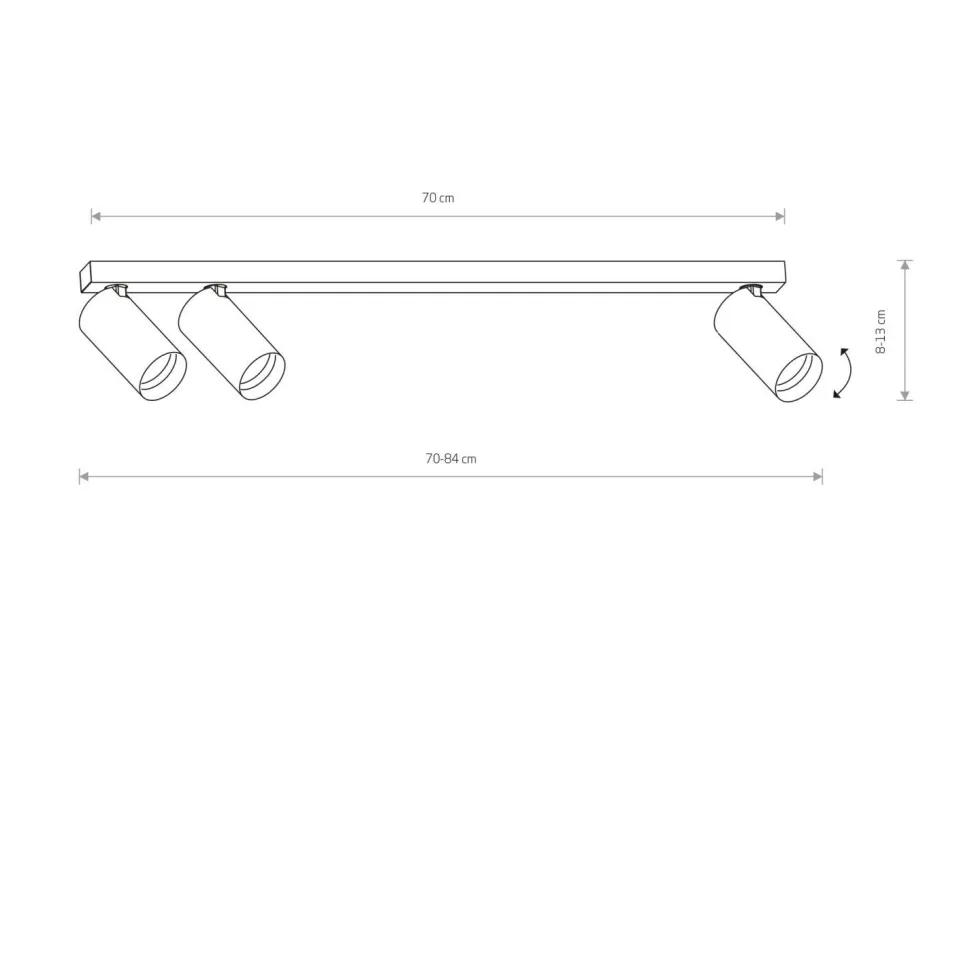 Deckenspot 3-flammig GU10 in Schwarz Gold 70 cm lang