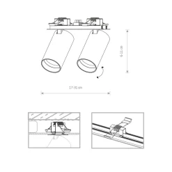 Deckenspot 2-flammig GU10 Schwarz Metall Unterputz