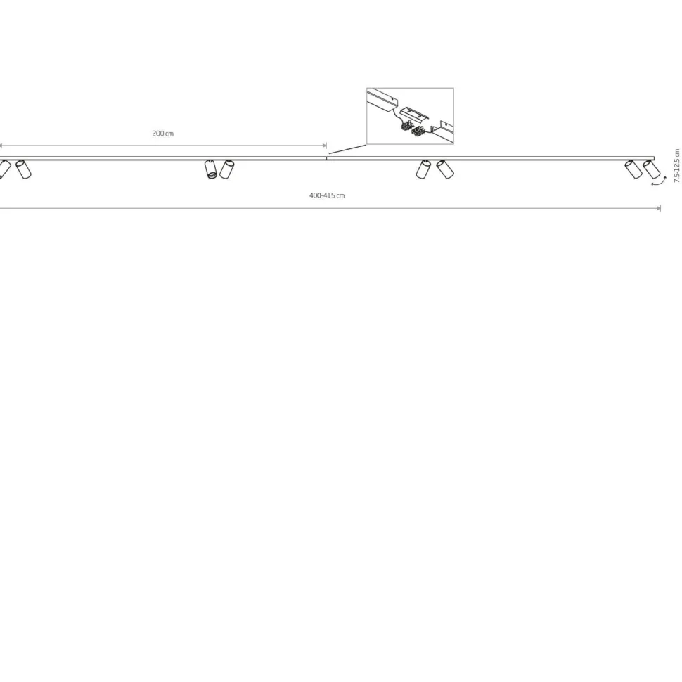 Deckenspot 8-flammig GU10 Weiß 2x 2 m lang XXL schwenkbar