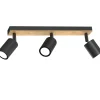 Deckenspot flexibel Holz Metall Schwarz 3-flammig GU10