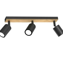 Deckenspot flexibel Holz Metall Schwarz 3-flammig GU10