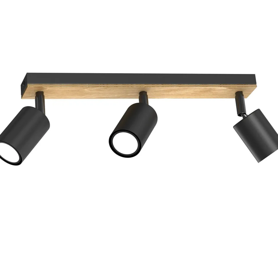 Deckenspot flexibel Holz Metall Schwarz 3-flammig GU10