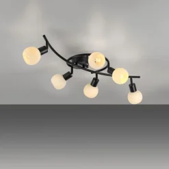 Deckenspot Glas Metall 6-flammig inkl E14 5 W flexibel