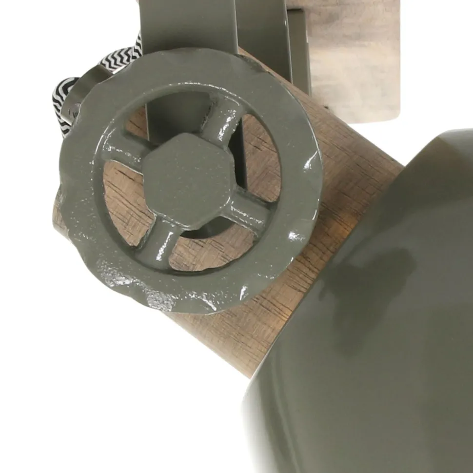 Deckenspot Holz Metall Grün 59 cm E27 3-flmg flexibel