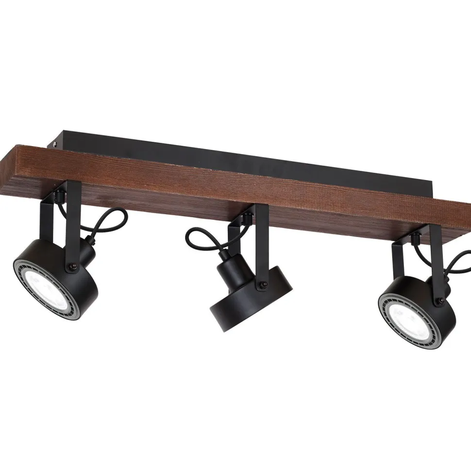 Deckenspot Holz Metall Schwarz L:75 cm GU10 verstellbar