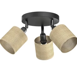 Deckenspot Jute Metall Schwarz Ø34 cm E27 flexibel