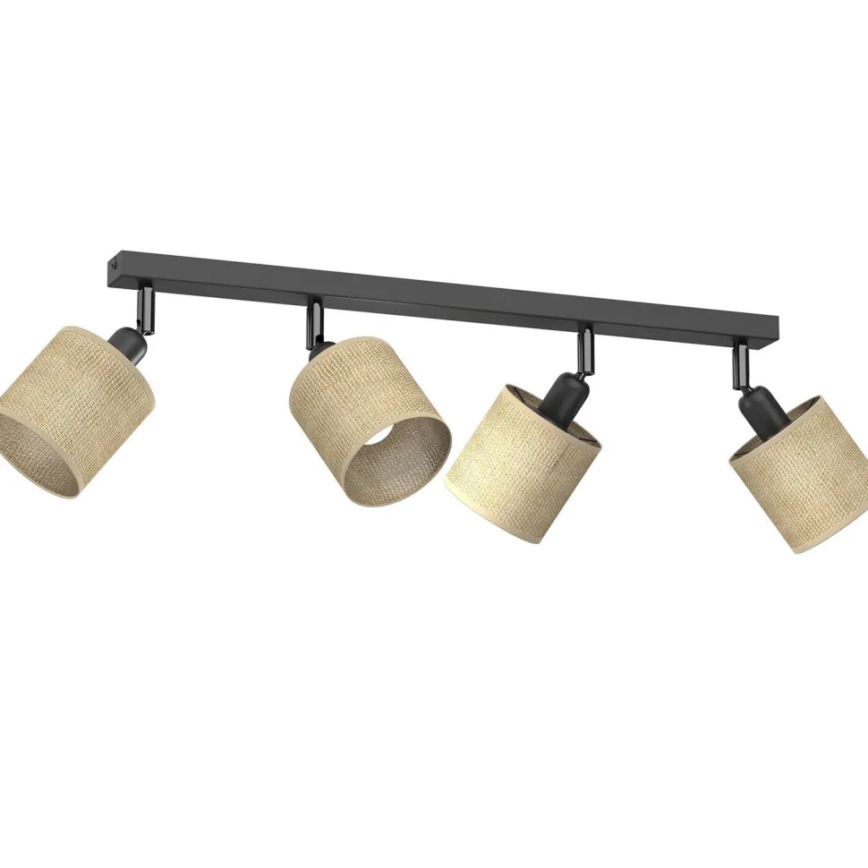 Deckenspot Jute Metall Schwarz E27 65 cm verstellbar