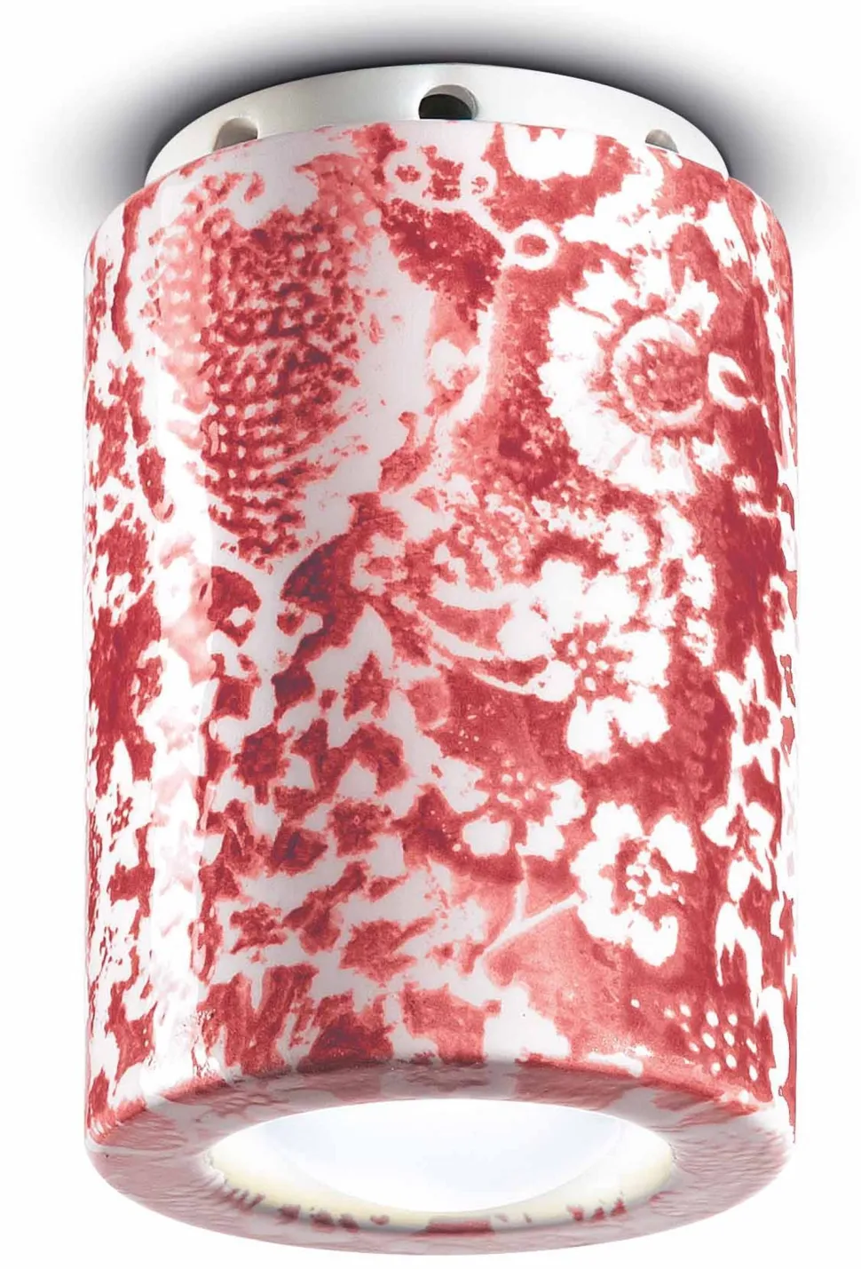 Deckenspot Keramik E14 Ø 8,5 cm rund Aufputz Rot Muster