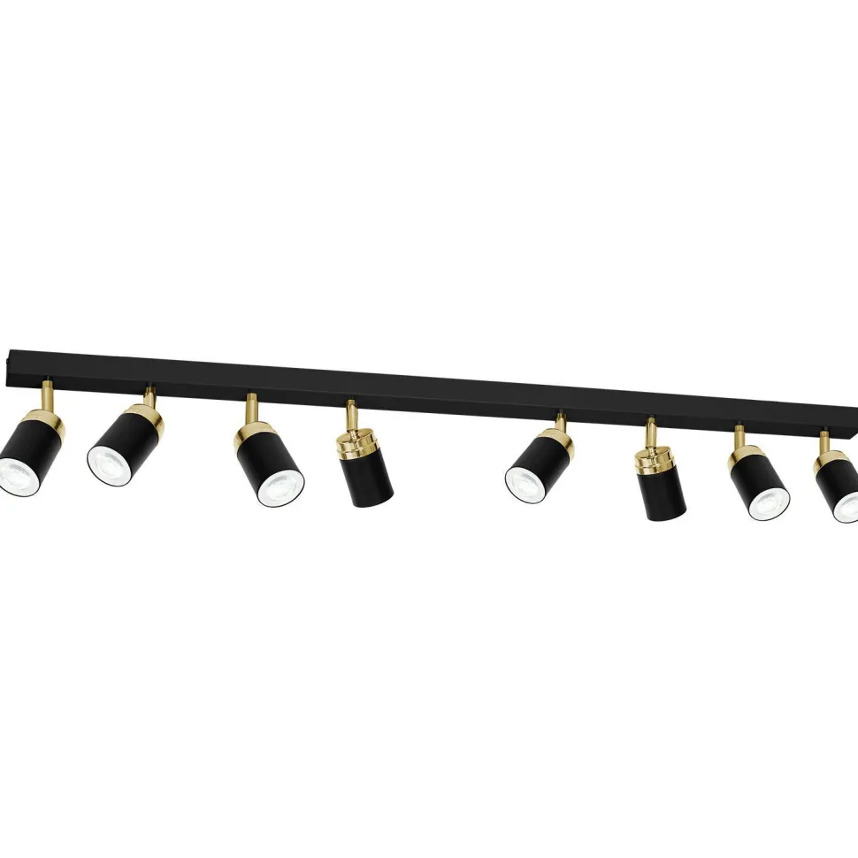 Deckenspot lang 110 cm 8-flammig Schwarz Gold GU10