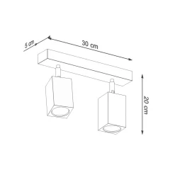 Deckenspot Modern Holz 2-flammig 30 cm lang GU10 wohnlich