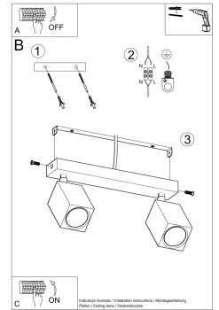 Deckenspot Modern Holz 2-flammig 30 cm lang GU10 wohnlich