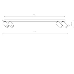 Deckenspot Schwarz Gold 118 cm lang 4-flammig GU10