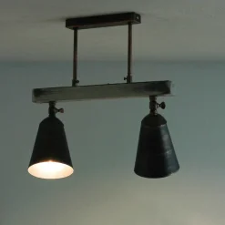 Deckenspot Shabby Kupfer 2-flammig E27 Metall Holz