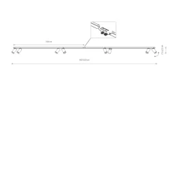 Deckenspot verstellbar 2x 1,5 m lang 8-flammig GU10 Schwarz