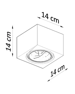 Deckenspot Weiß Keramik H: 14 cm klein bemalbar Würfel