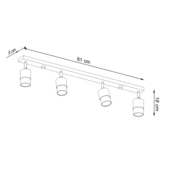 Deckenstrahöer Schwarz Chrom 81 cm lang schmal 4-flammig