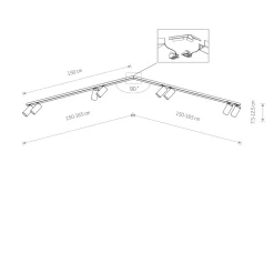 Deckenstrahler 8-flammig GU10 2x 1,5 m Weiß Metall verstellbar