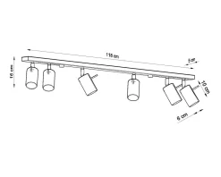 Deckenstrahler 6-flammig GU10 118 cm Chrom Metall