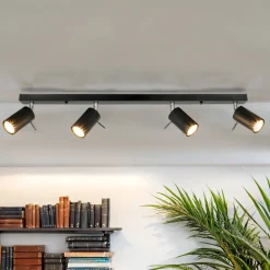 Deckenstrahler 4-flammig GU10 80 cm lang Schwarz Metall