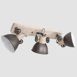 Deckenstrahler 3-flammig Holz Metall 59 cm E27 flexibel