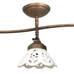 Deckenstrahler 3-flammig Keramik Messing B: 87 cm E14