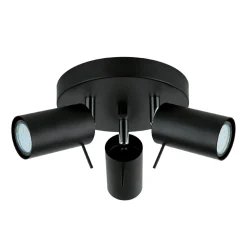 Deckenstrahler 3-flammig Schwarz Metall Ø 20 cm GU10