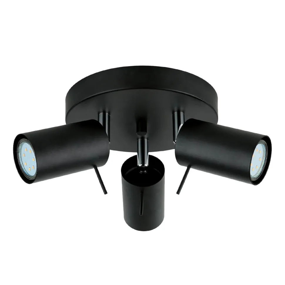 Deckenstrahler 3-flammig Schwarz Metall Ø 20 cm GU10