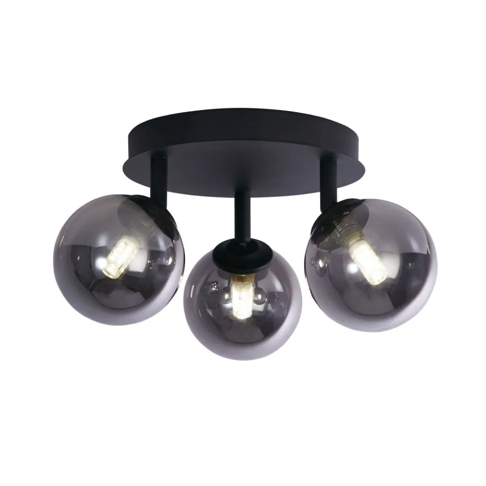 Deckenstrahler 3-flammig Schwarz Rauchgrau G9 D: 34 cm