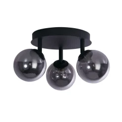 Deckenstrahler 3-flammig Schwarz Rauchgrau G9 D: 34 cm