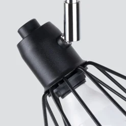 Deckenstrahler 2-flammig Schwarz Metall Käfig Schirm