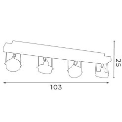 Deckenstrahler flexibel Holz Metall Schwarz 4-flammig
