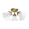 Deckenstrahler Floral 3-flammig Messing Glas Ø 37 cm
