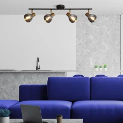 Deckenstrahler Glas Metall B: 84 cm 4-flammig E14 verstellbar