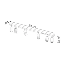 Deckenstrahler Holz 120 cm lang 6x GU10 verstellbar