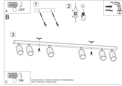 Deckenstrahler Holz 120 cm lang 6x GU10 verstellbar