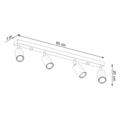 Deckenstrahler Holz 4-flammig 80 cm lang GU10 VESUVIA