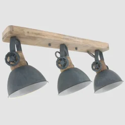 Deckenstrahler Holz Metall Grau 59 cm E27 beweglich