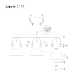 Deckenstrahler Holz Metall Grau 59 cm E27 beweglich