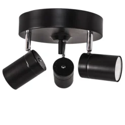 Deckenstrahler klein B: 20 cm Schwarz Metall 3-flammig GU10