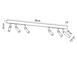 Deckenstrahler Metall 100 cm lang 6-flammig G9 Schwarz