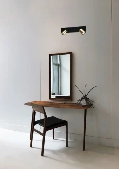 Deckenstrahler Metall 40 cm 2-flammig Schwarz Gold