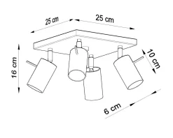 Deckenstrahler Metall 4-flammig Chrom B: 25 cm GU10