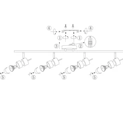Deckenstrahler Metall 4-flmg 90 cm inkl. GU10 beweglich