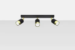 Deckenstrahler Metall Schwarz Gold 3-flammig 45 cm lang