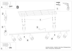 Deckenstrahler Metall Schwarz Gold 117 cm lang HAMIDE